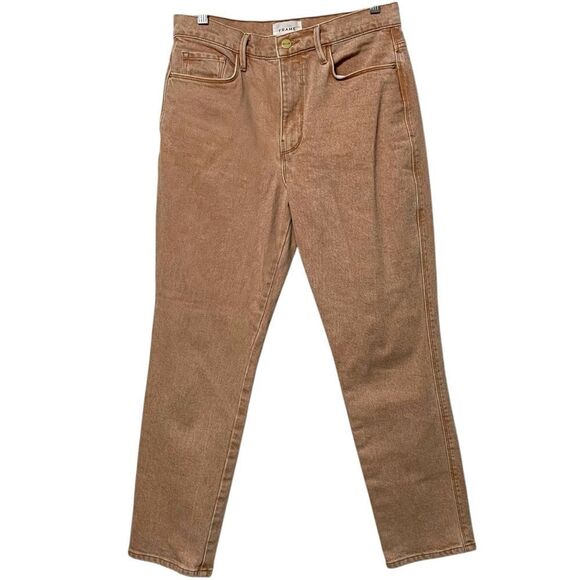 FRAME Le Sylvie Slender Straight Jeans in Sand 28 - Picture 2 of 8